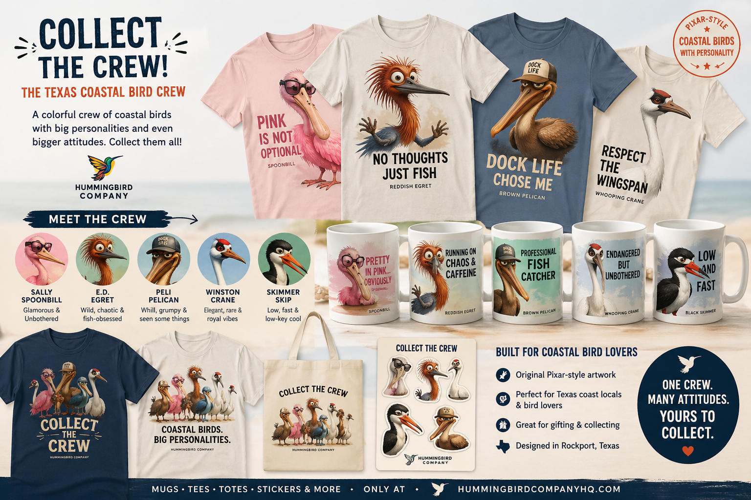 Collect the Coastal Crew — shirts, mugs, and more